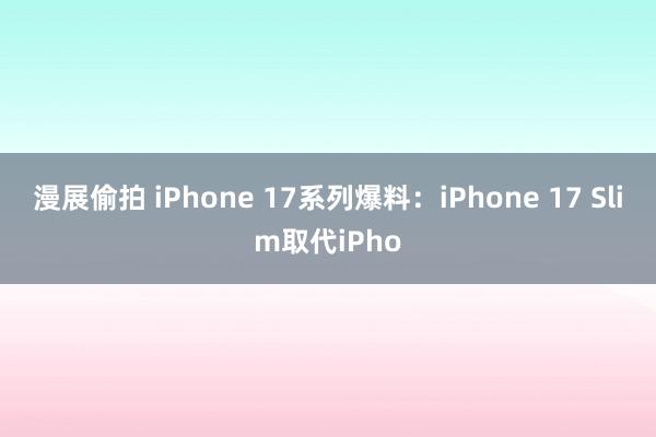 漫展偷拍 iPhone 17系列爆料：iPhone 17 Slim取代iPho