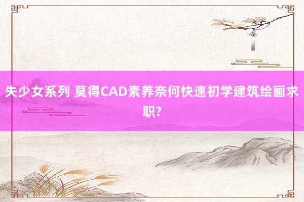 失少女系列 莫得CAD素养奈何快速初学建筑绘画求职?