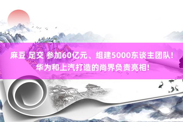 麻豆 足交 参加60亿元、组建5000东谈主团队! 华为和上汽打造的尚界负责亮相!